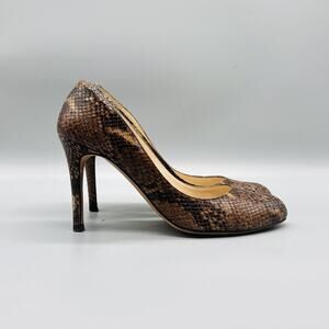 LK Bennett Shoes Women 8.5 Brown Leather Snake Print High Heel Pump Dress London